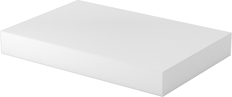 Teflon® PTFE'den Yapılmış Kaygan Levha, Beyaz, 3/4" Kalınlık, 4" Genişlik, 6" Uzunluk