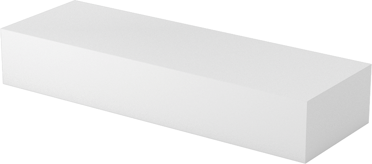 Teflon® PTFE'den Yapılmış Kaygan Levha, Beyaz, 1" Kalınlık, 2" Genişlik, 6" Uzunluk