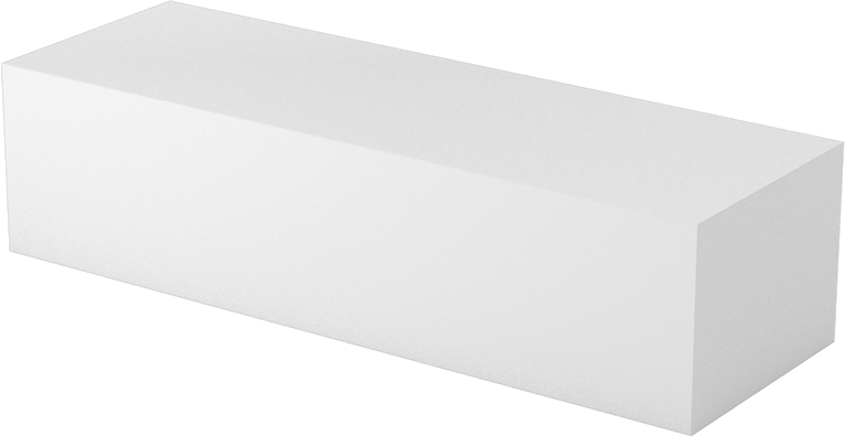 Teflon® PTFE'den Yapılmış Kaygan Levha, Beyaz, 1-1/2" Kalınlık, 2" Genişlik, 6" Uzunluk