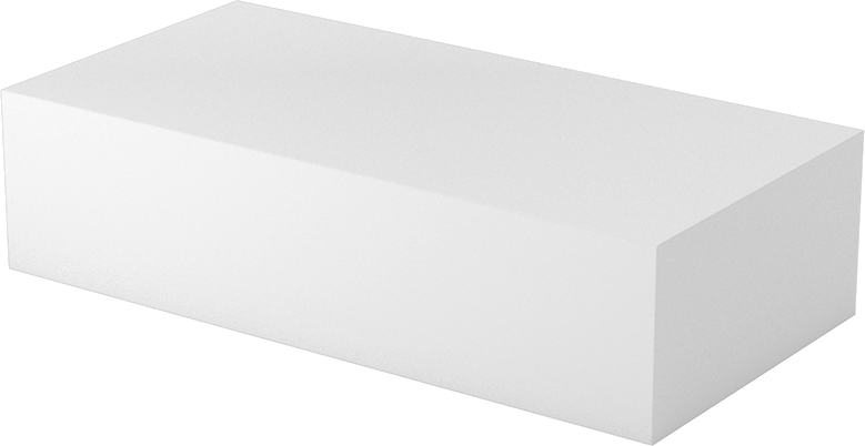 Teflon® PTFE'den Yapılmış Kaygan Levha, Beyaz, 1-1/2" Kalınlık, 3" Genişlik, 6" Uzunluk