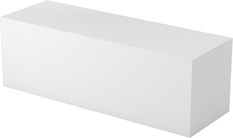 Teflon® PTFE'den Yapılmış Kaygan Levha, Beyaz, 2" Kalınlık, 2" Genişlik, 6" Uzunluk